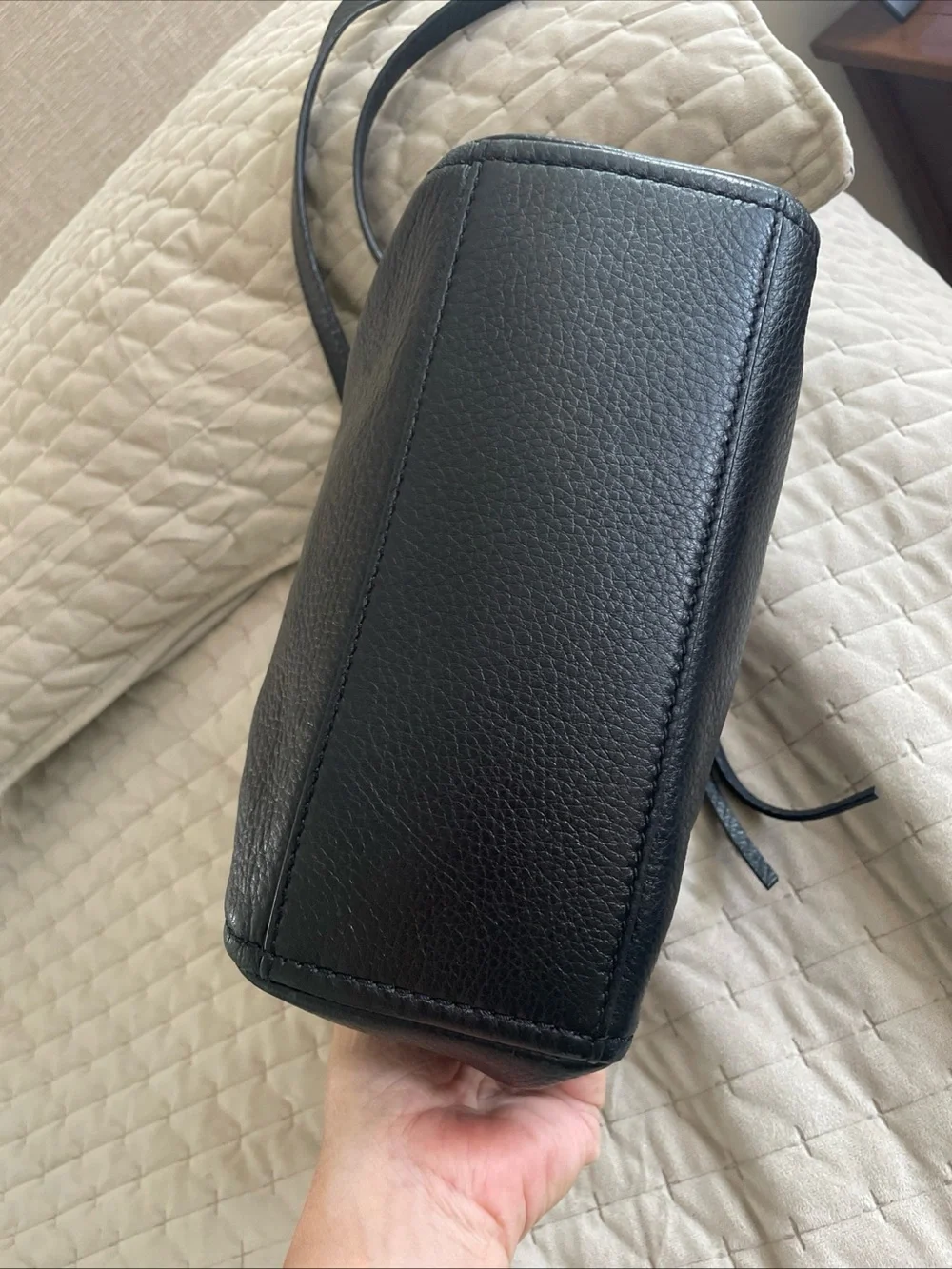 kate spade Black Pebbled Leather Crossbody with Gold Hardware